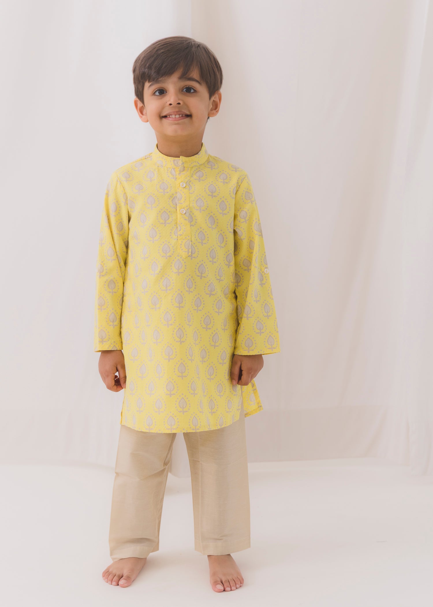 TBS Beej Cotton Jaquard Kurta-Lime (6 Month to 14 Year)