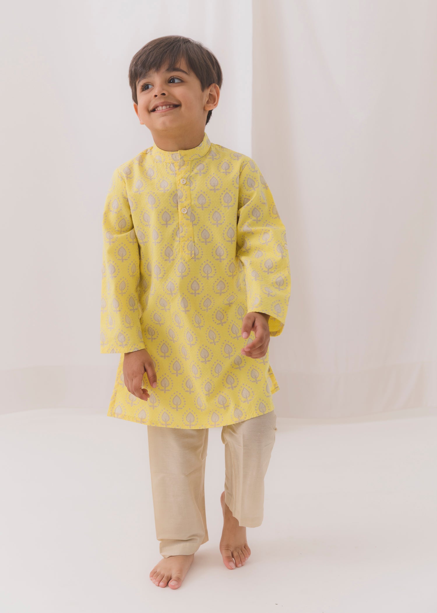 TBS Beej Cotton Jaquard Kurta-Lime (6 Month to 14 Year)