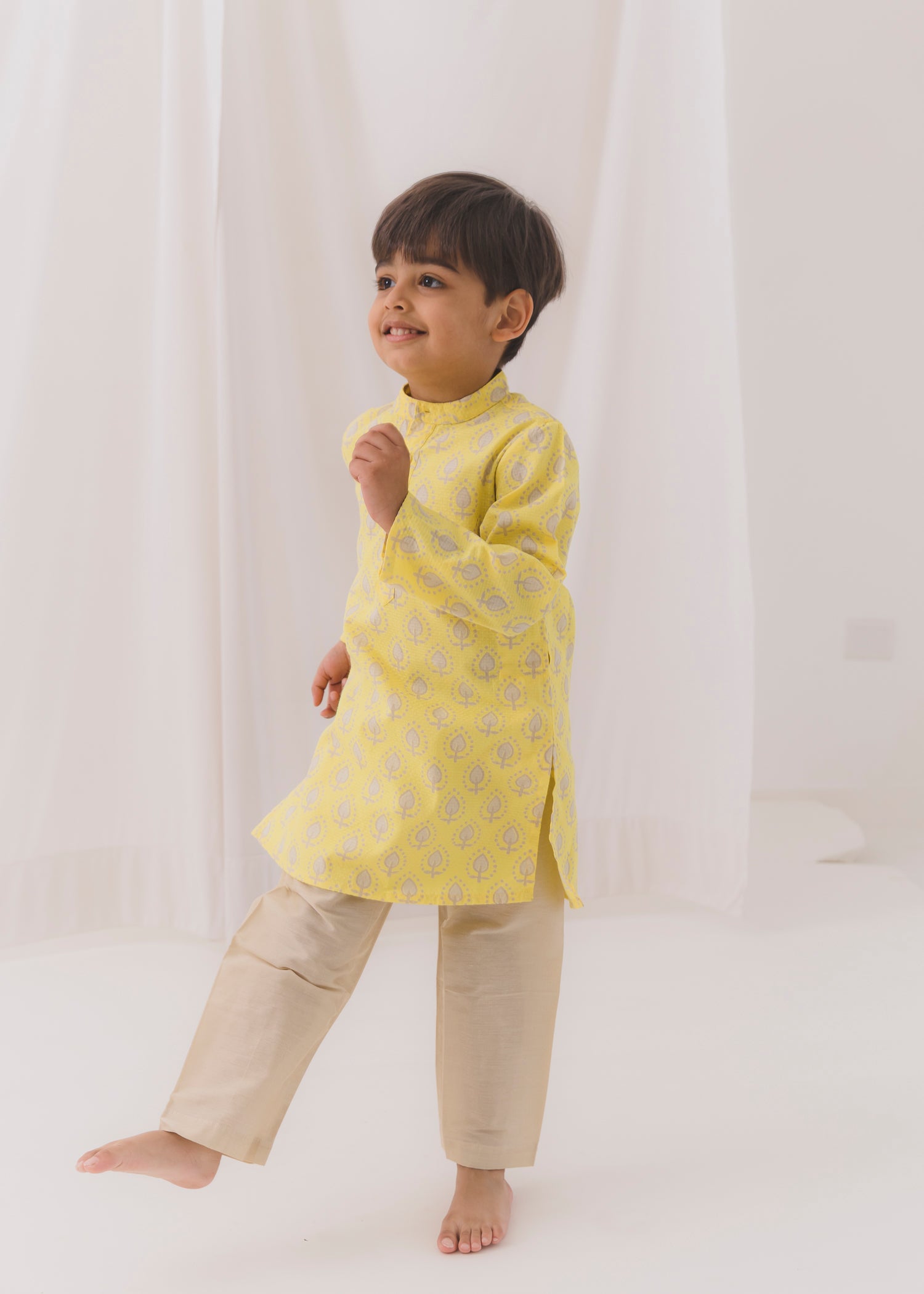 TBS Beej Cotton Jaquard Kurta-Lime (6 Month to 14 Year)