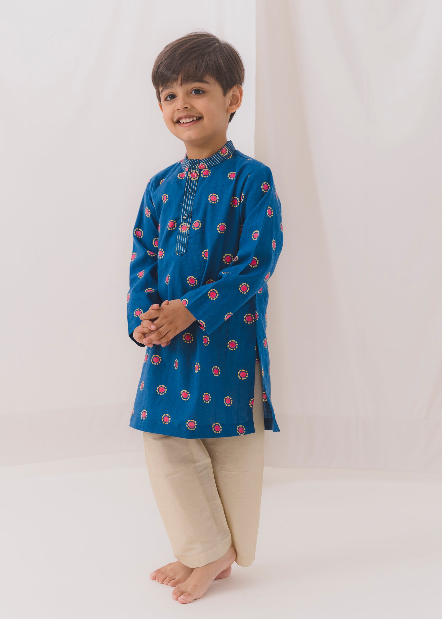 TBS Bindi Cotton Dobby Kurta-Blue (6 Month to 14 Year)