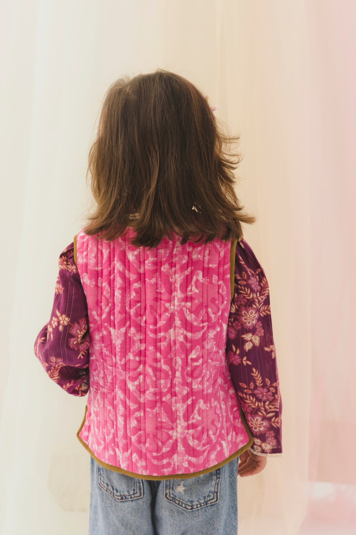 Dabu Cotton Reversible Bundi Jacket Unisex – Pink/Brown (6M–9 Years)