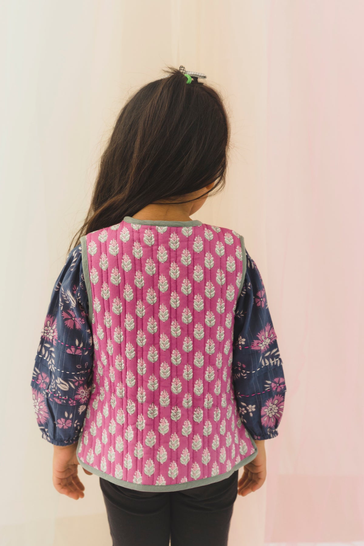 Abha Cotton Reversible Bundi Jacket Unisex – Pink/Purple (6 Months to 9 Years)