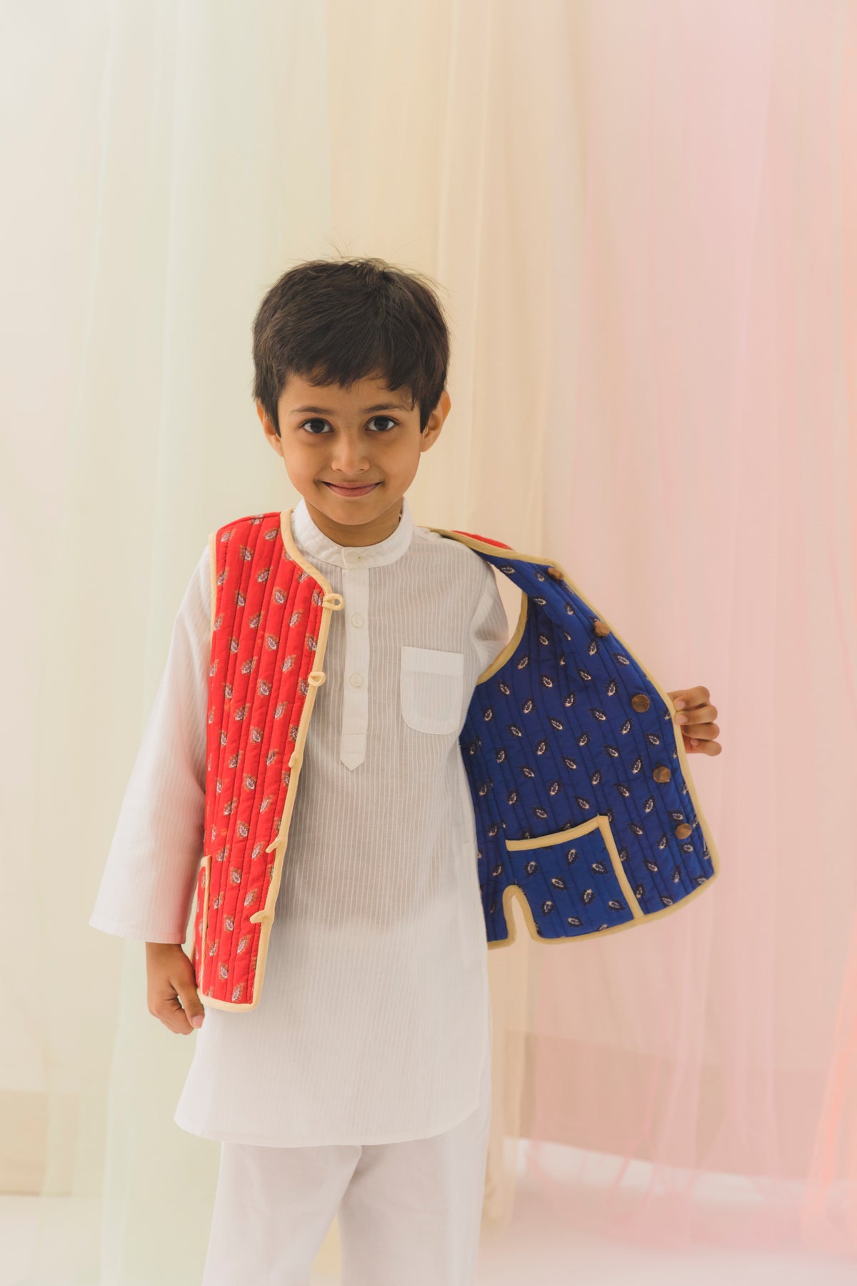 Ira Cotton Reversible Bundi Jacket Unisex – Blue/Red (6 Months to 9 Years)