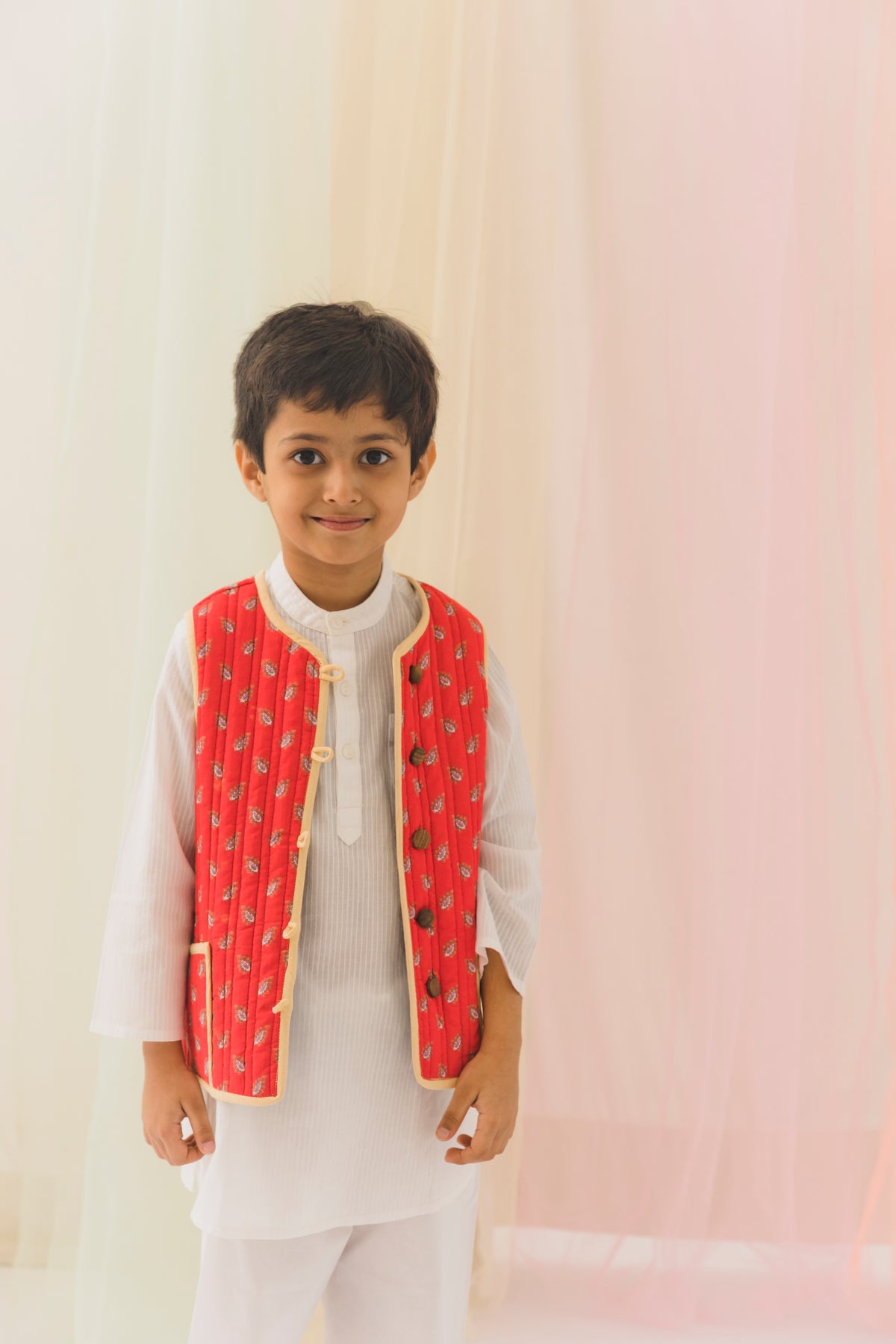 Ira Cotton Reversible Bundi Jacket Unisex – Blue/Red (6 Months to 9 Years)