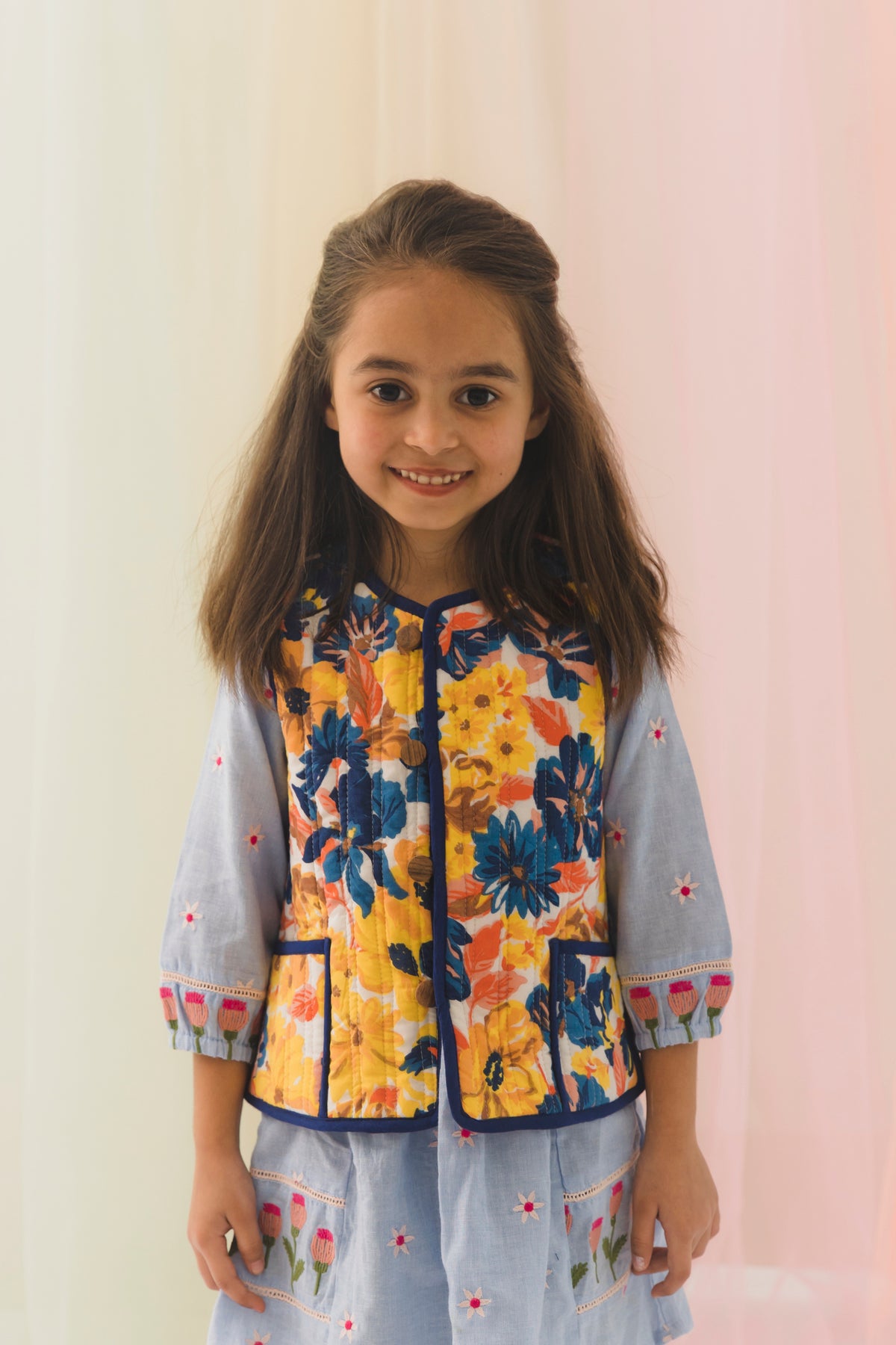 Vanya Cotton Reversible Bundi Jacket Unisex – Multi (6M–9 Years)