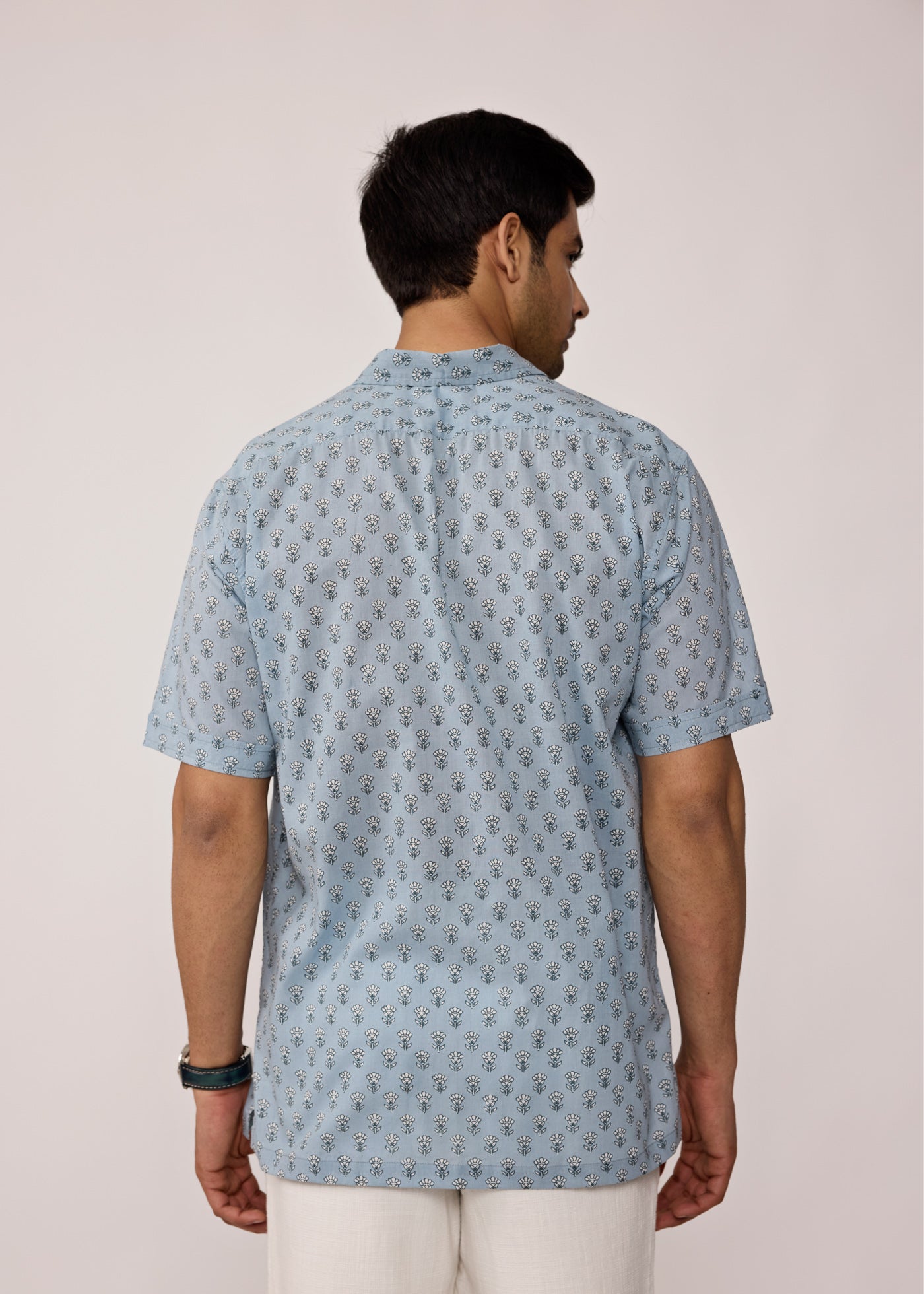 Half Sleeves Shirt-Sky Blue