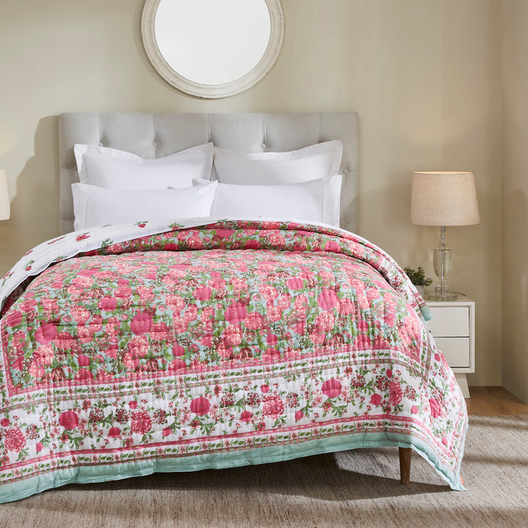 Tarangini Extra Cotton Quilt – Pink/Green