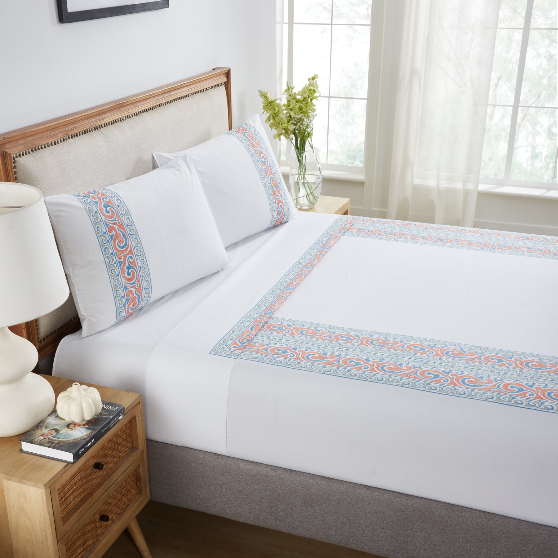 Windy Days Multi Hand Block Printed Cotton Bedsheet with Pillow Covers Ratan Texprocess Pvt. Ltd