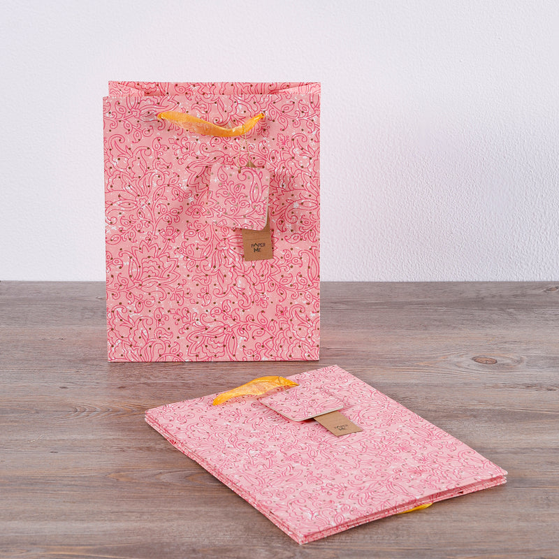 Jaali Pink Color Medium Bag Set of 3