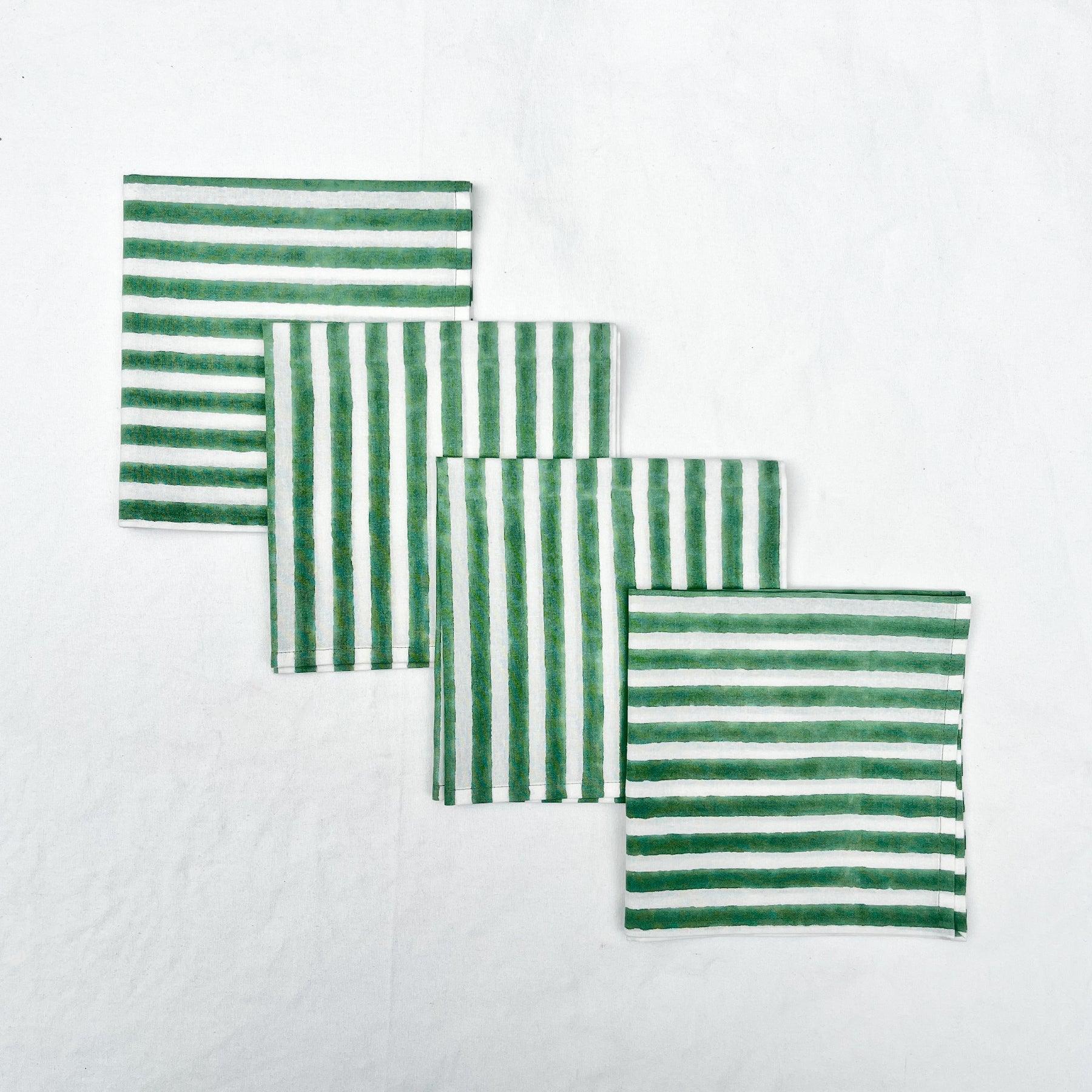 Green Stripe Napkin- Set of 6 Ratan Texprocess Pvt. Ltd