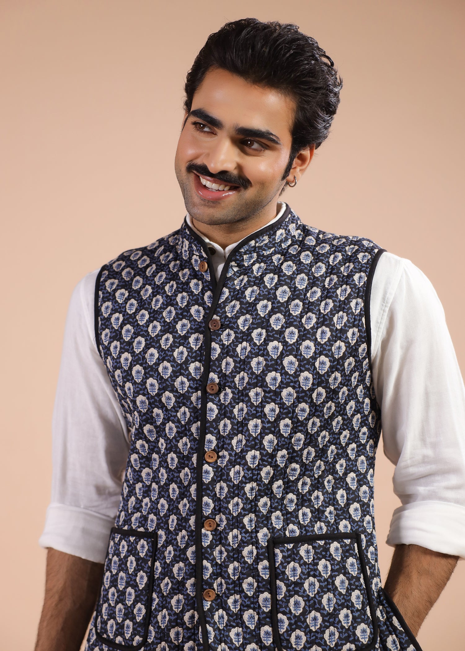 Printed Voile Reversible Jacket – Black