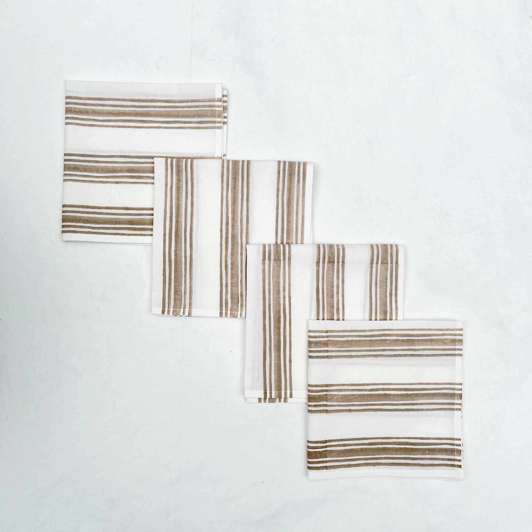 Beige Stripe Napkin- Set of 6 Ratan Texprocess Pvt. Ltd