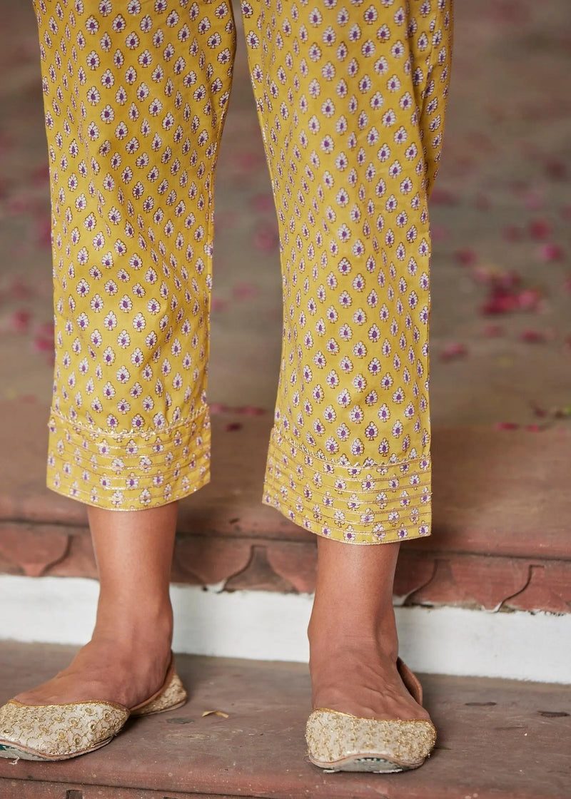 Yellow Regular Cotton Pants | Stylish and Comfortable | Ratan Jaipur