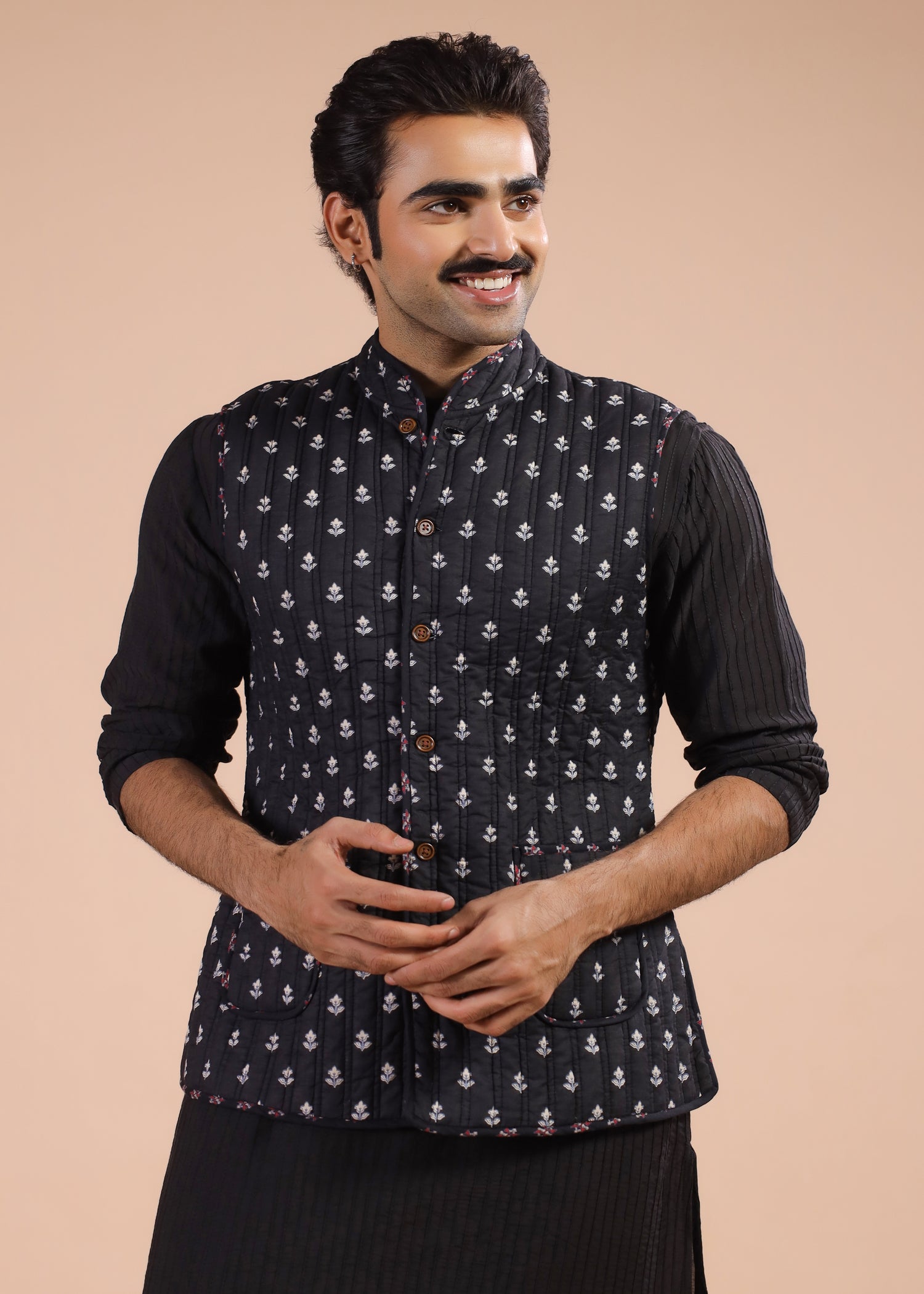 Printed Voile Reversible Jacket – Black