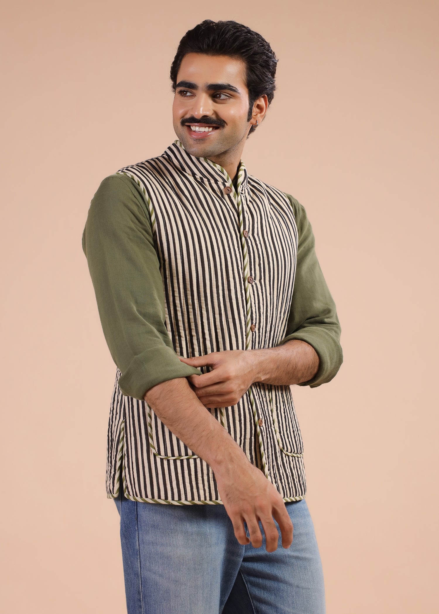 Printed Voile Reversible Jacket – Green