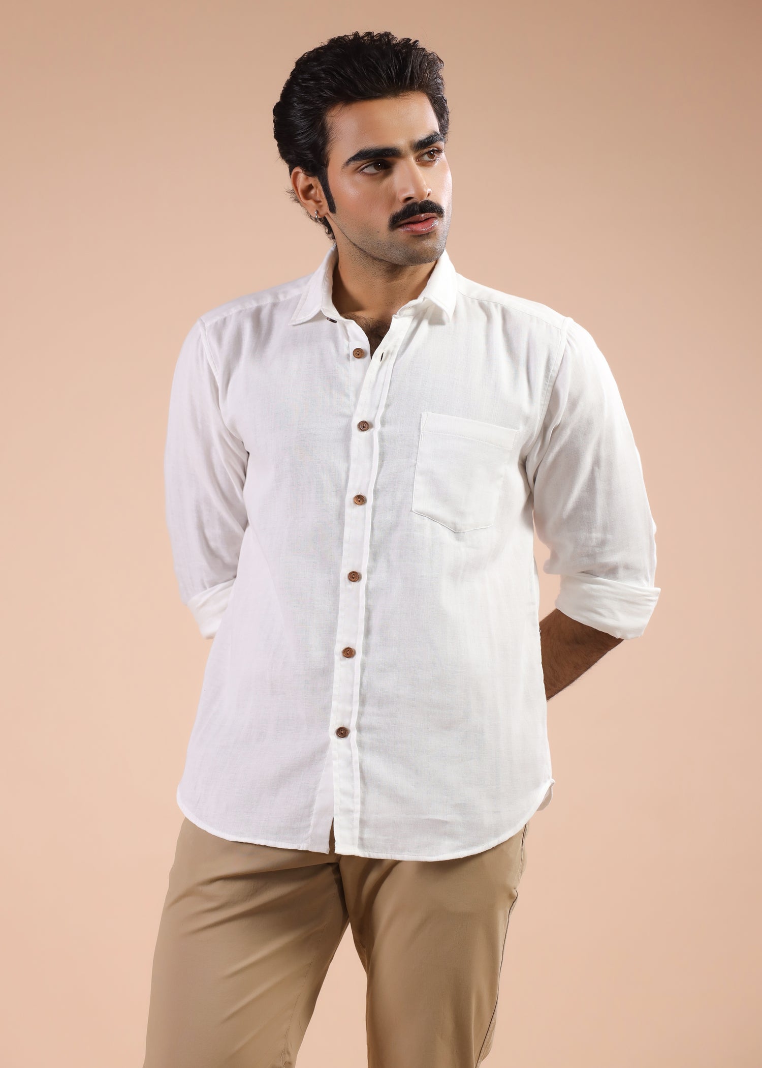 Full Sleeves Collar Shirt-White