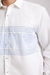 White & Blue Regular Cotton Full Sleeve Shirt