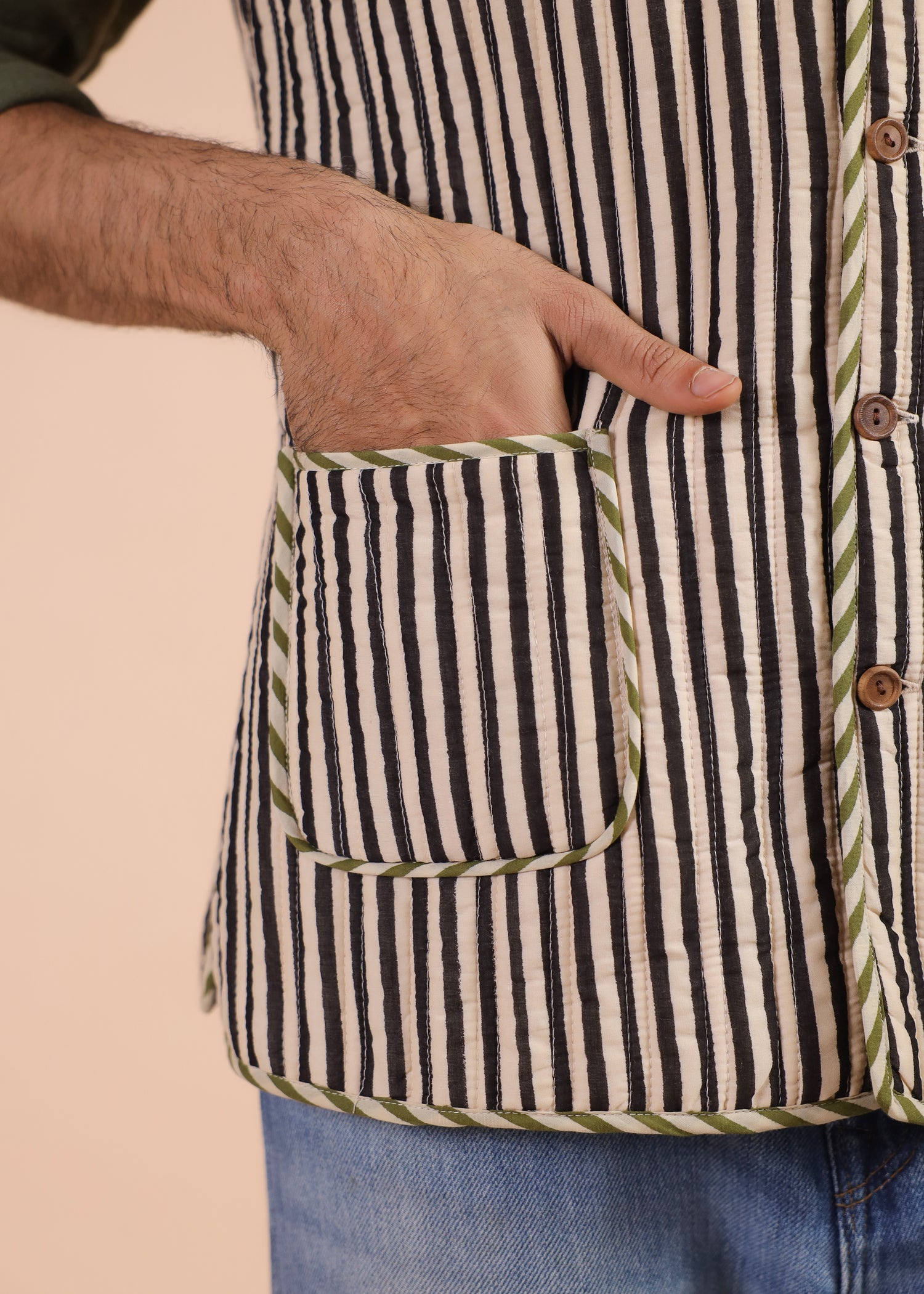 Printed Voile Reversible Jacket – Green