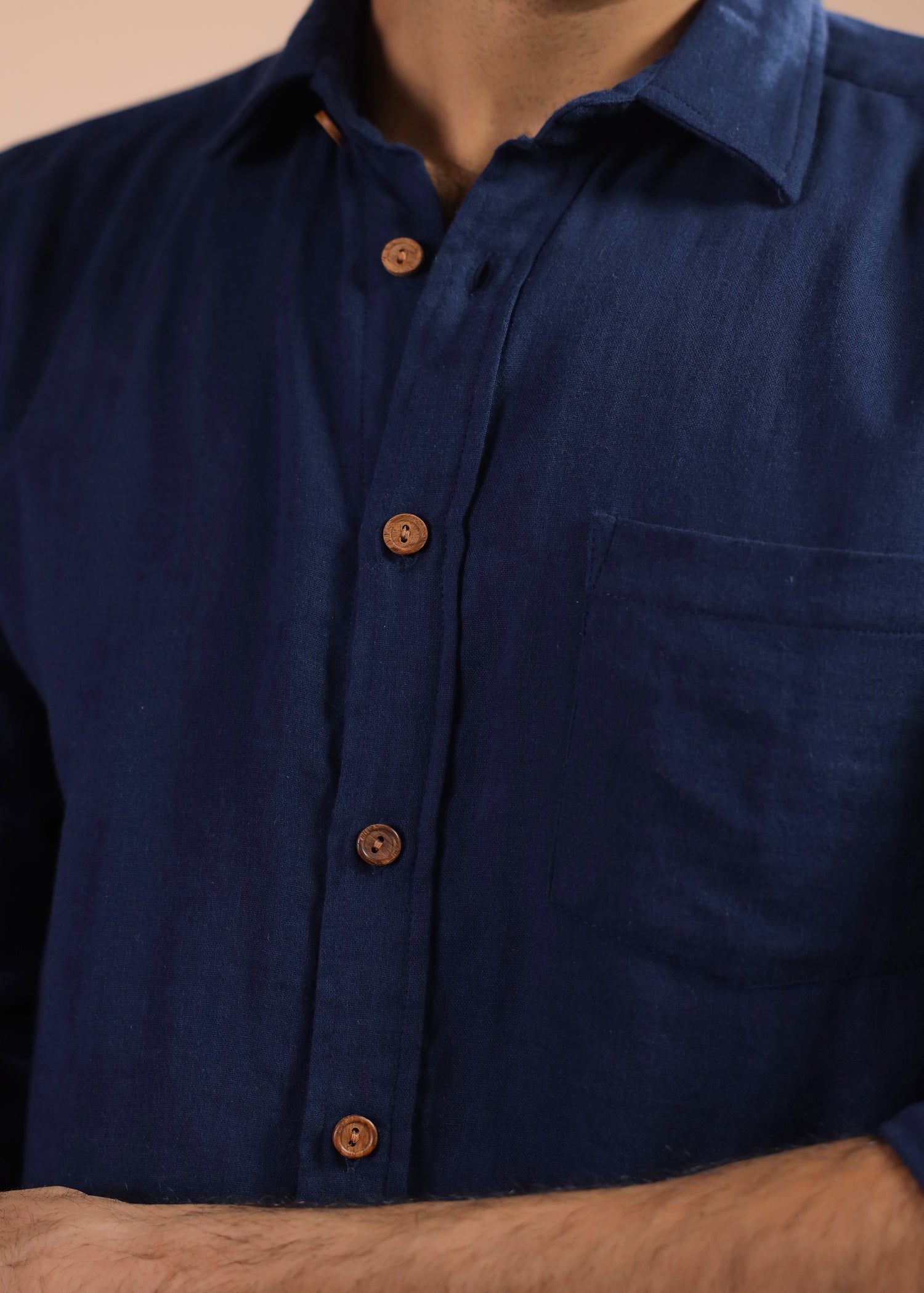Full Sleeves Collar Shirt-Navy Blue