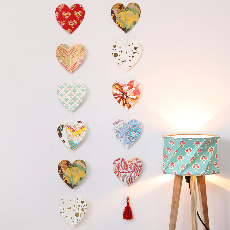 Multicolor Handmade Paper Heart Dangler Set of 2