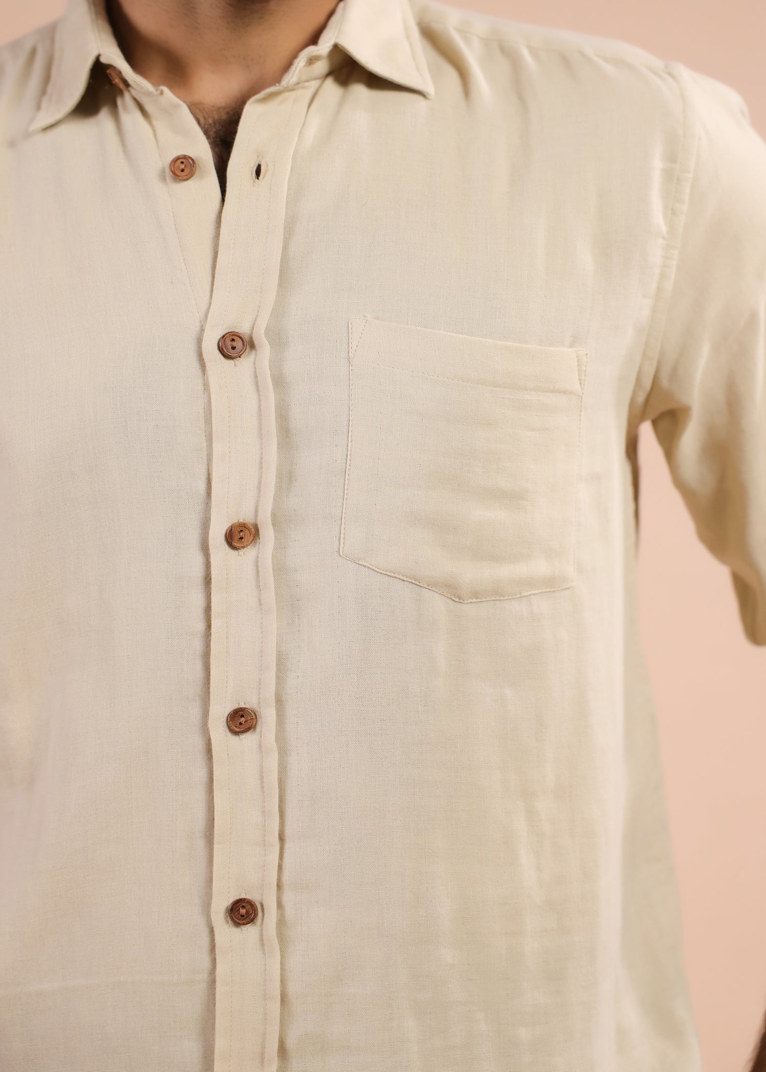 Full Sleeves Collar Shirt-Beige