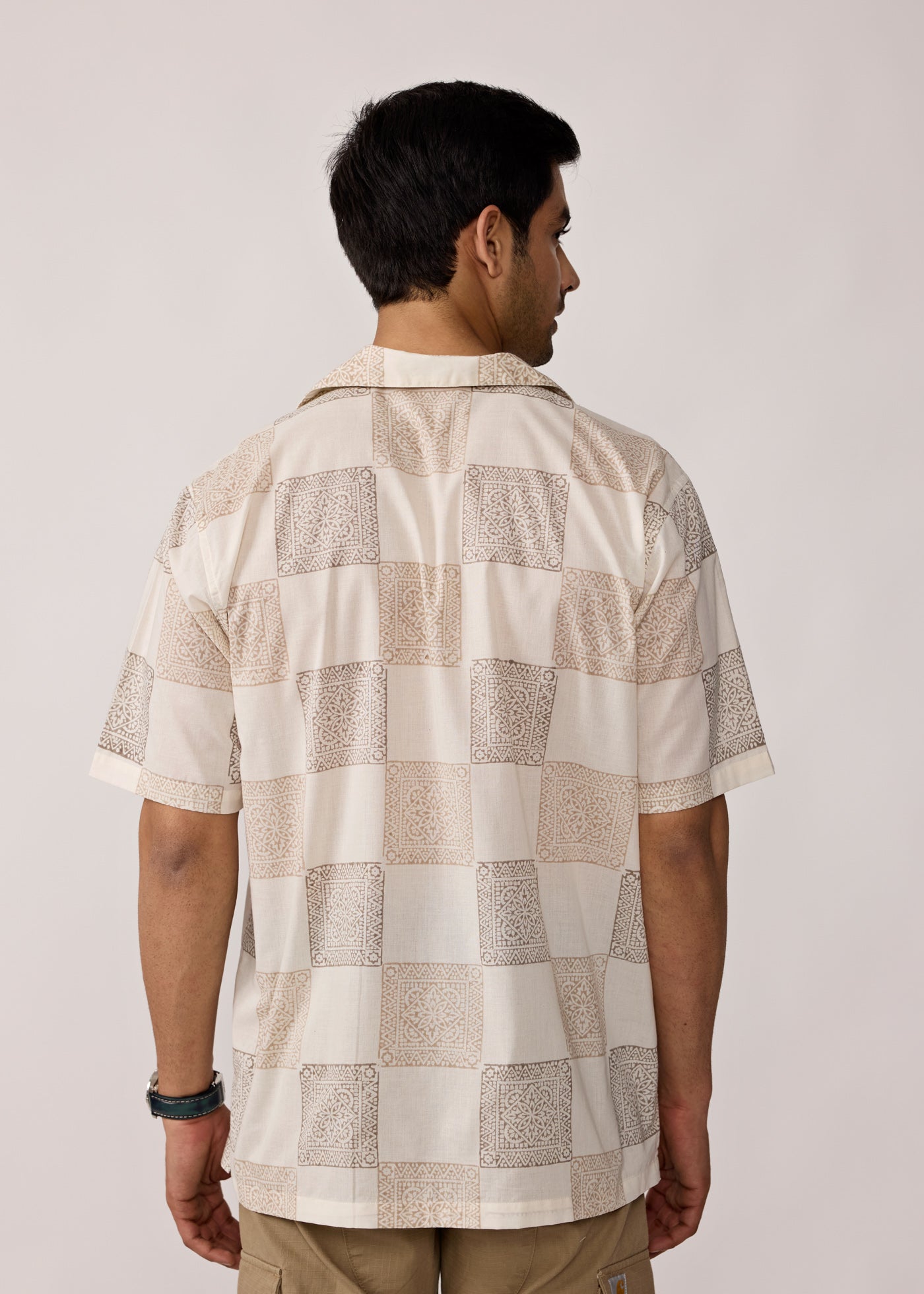 Club Half Sleeves Shirt-Beige/Brown