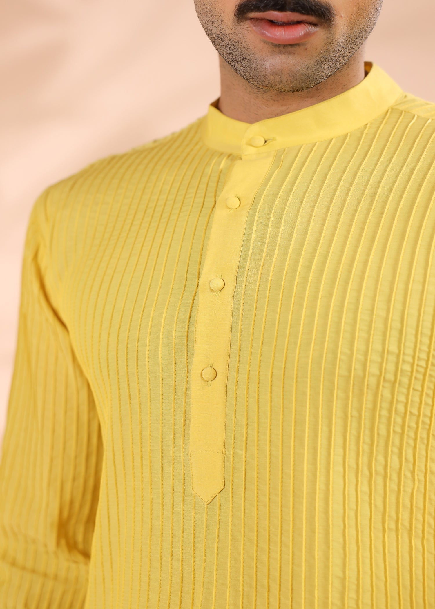 Pintuck Viscose Kurta – Yellow
