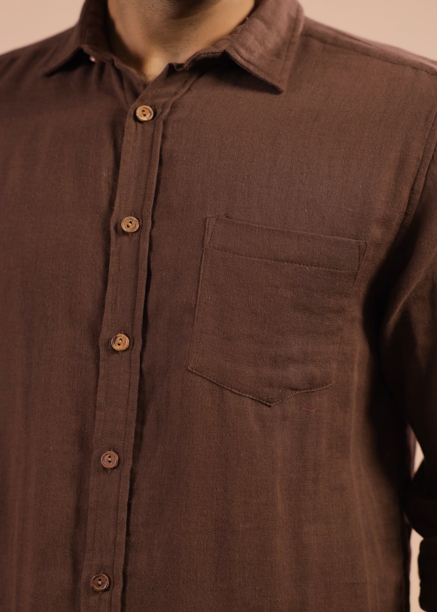 Full Sleeves Collar Shirt-Brown