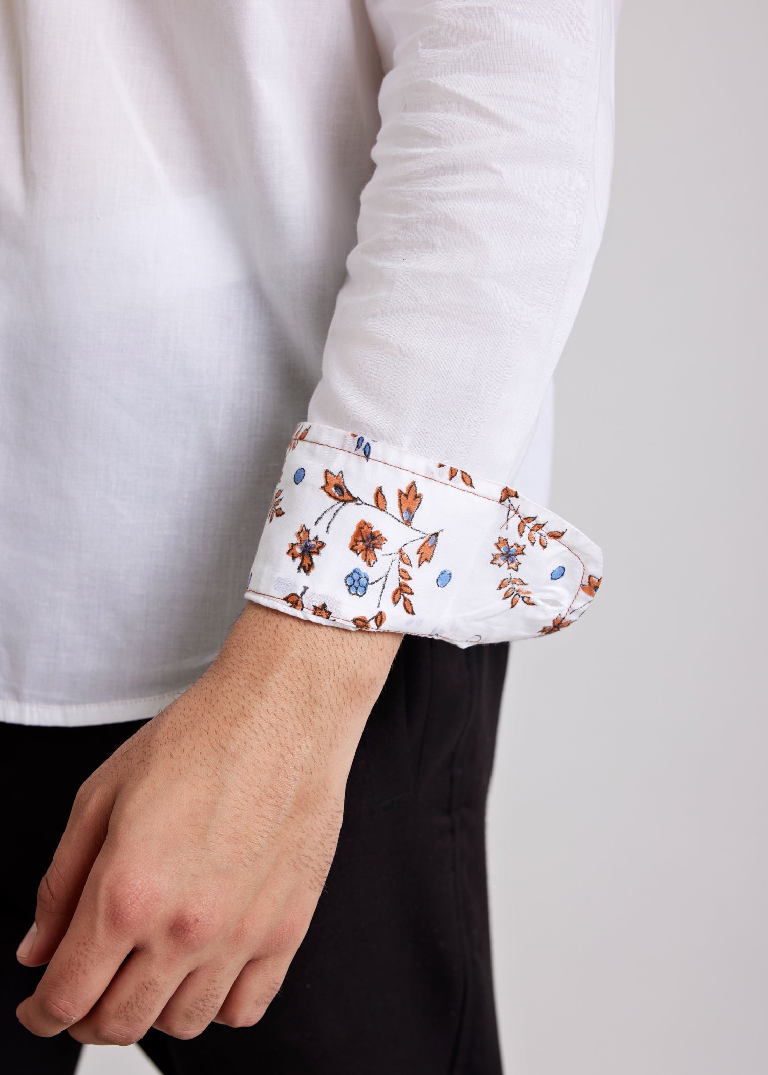 White Regular Cotton Miniature Ditsy Floral Full Sleeve Shirt Ratan Texprocess Pvt. Ltd