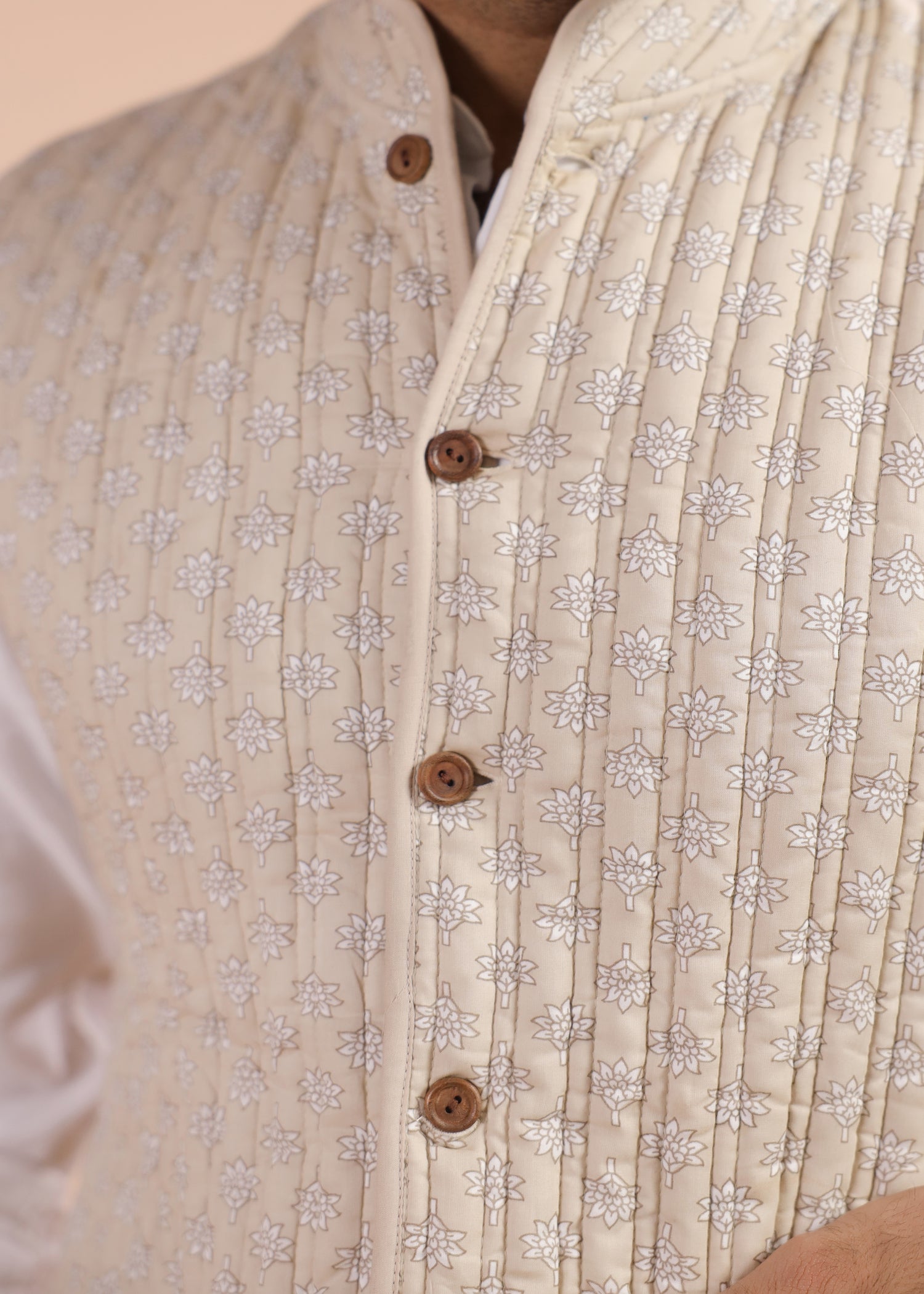 Printed Voile Reversible Jacket – Beige