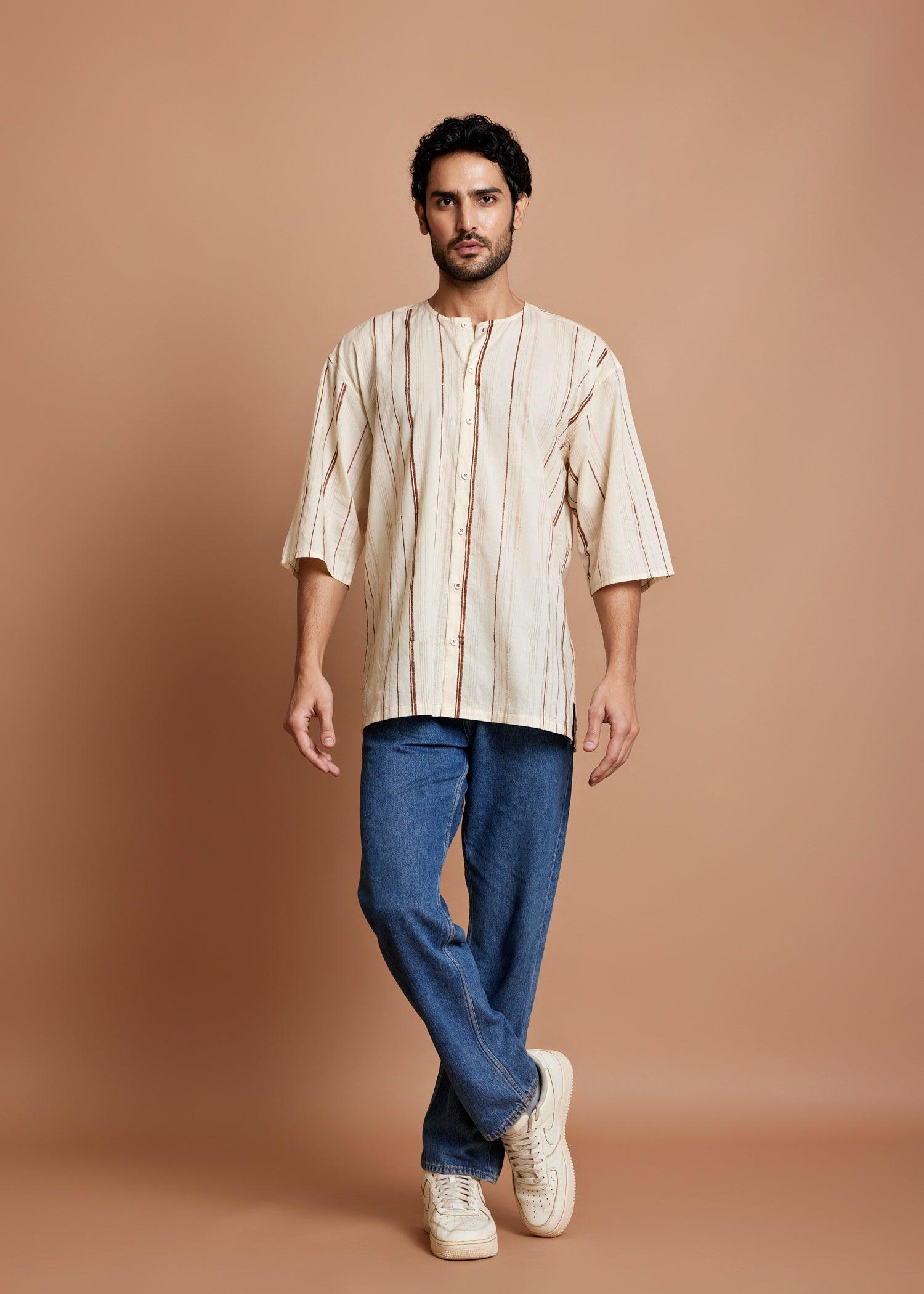 Creme Regular Cotton Essential Baggy Half Sleeve Shirt Ratan Texprocess Pvt. Ltd
