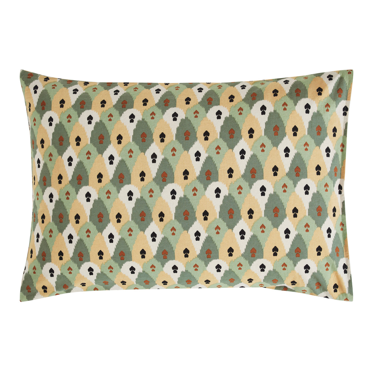 Ikat Cotton Pillow Cover – Brown/Green
