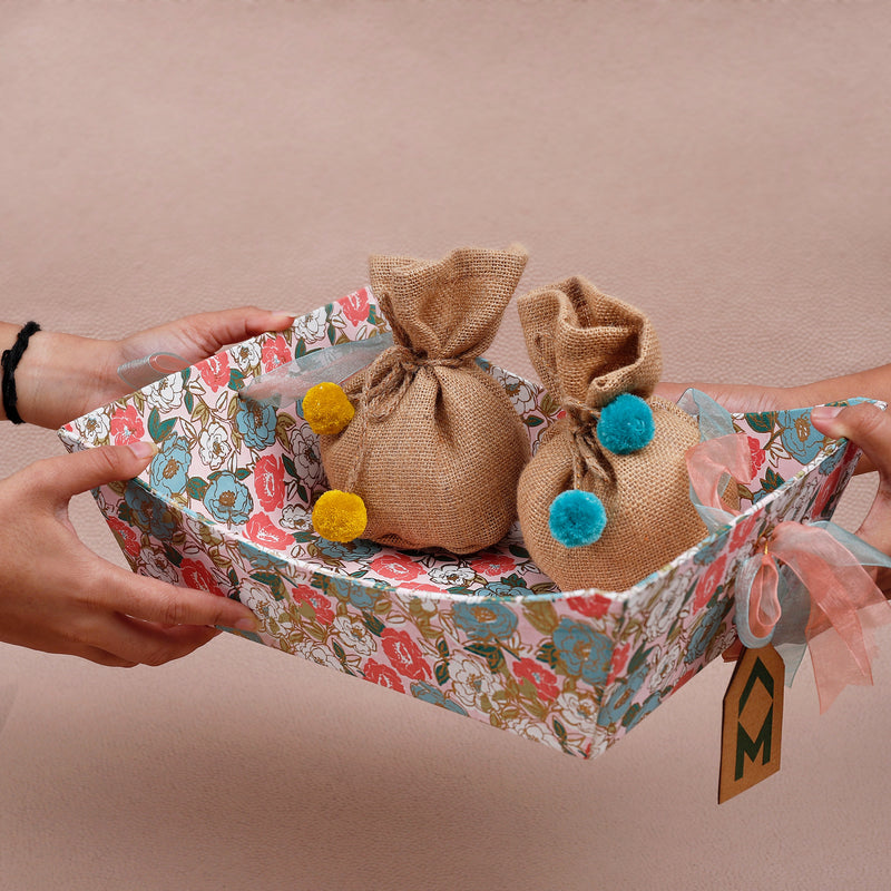 Phool Peach & Aqua Gift Basket Set of 3