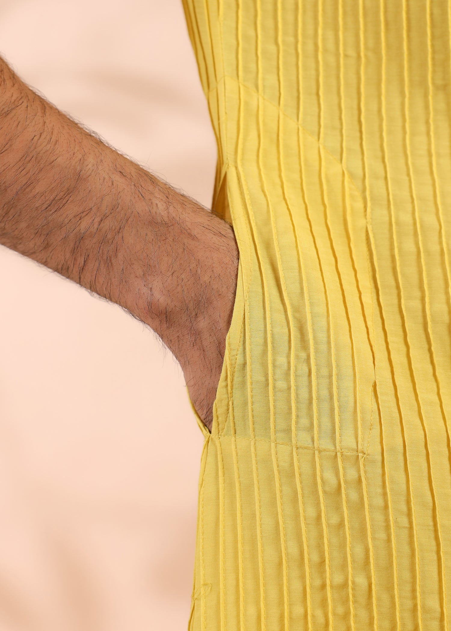 Pintuck Viscose Kurta – Yellow