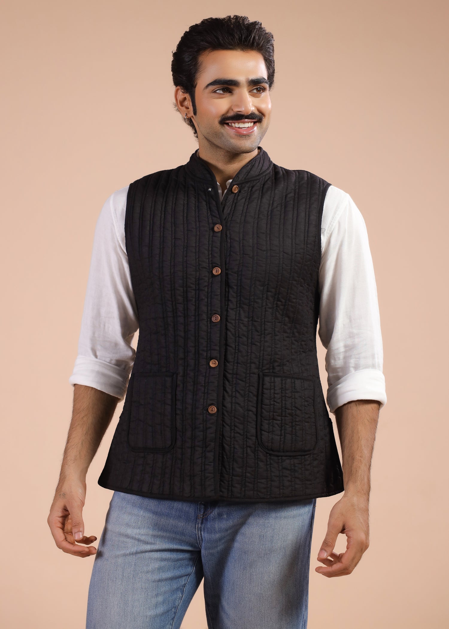 Printed Voile Reversible Jacket – Black