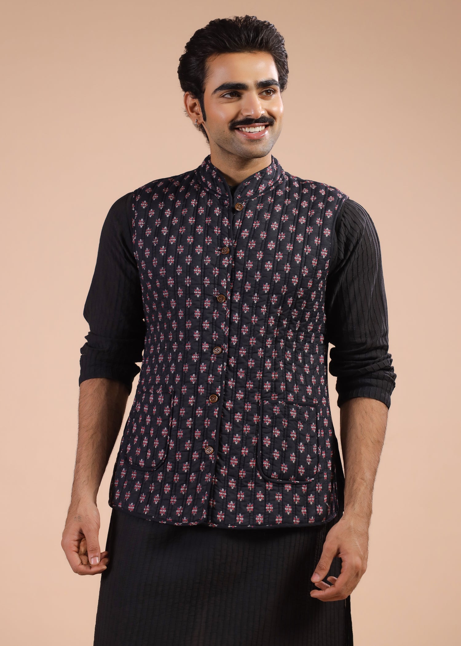 Printed Voile Reversible Jacket – Black