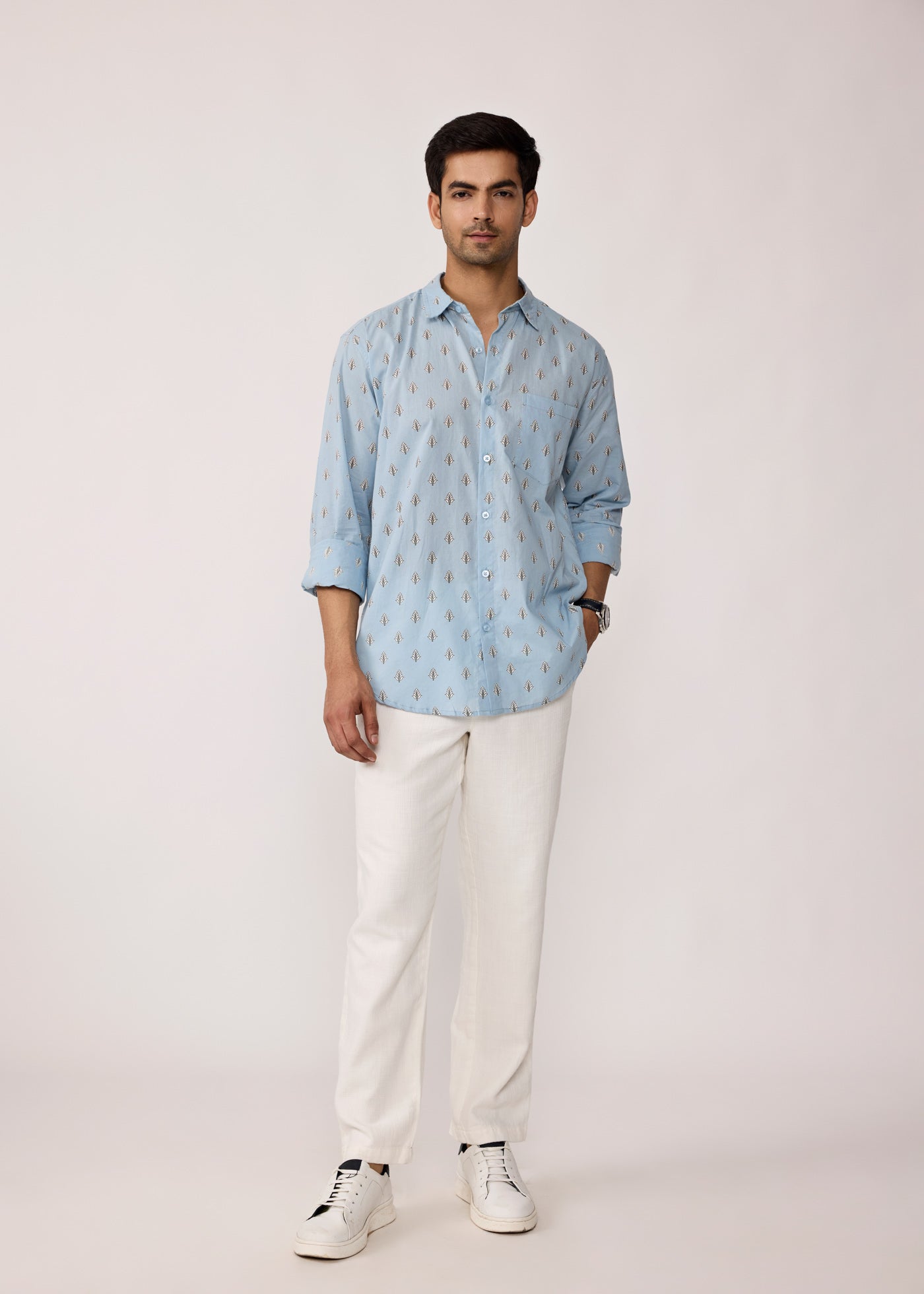 Full Sleeves Collar Shirt-Sky Blue