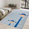 Blue, White & Peach Giraffe Kid Rug