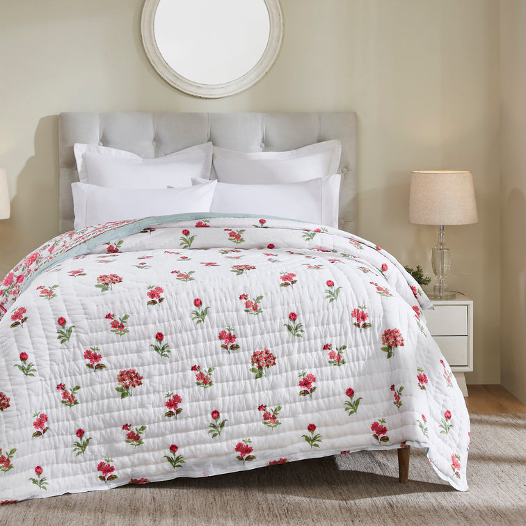 Tarangini Cotton Quilt – Pink/Green