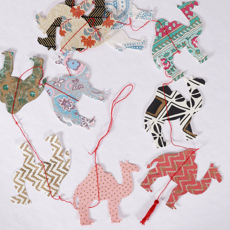 Multicolor Handmade Paper Camel Dangler Set of 2