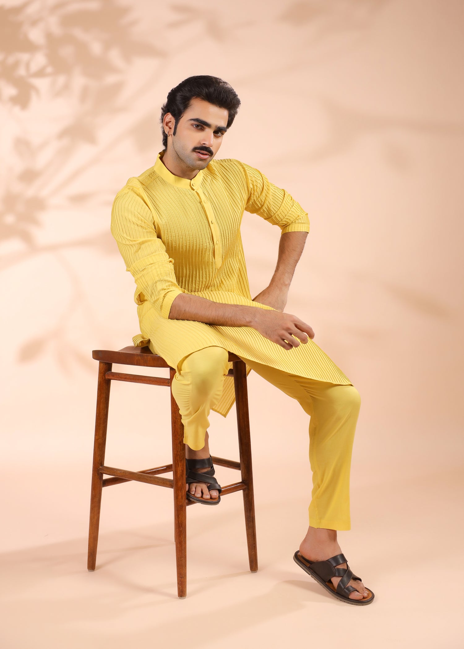 Pintuck Viscose Kurta – Yellow