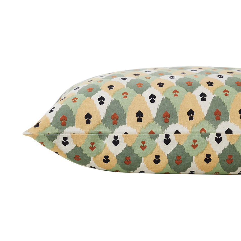 Ikat Cotton Pillow Cover – Brown/Green