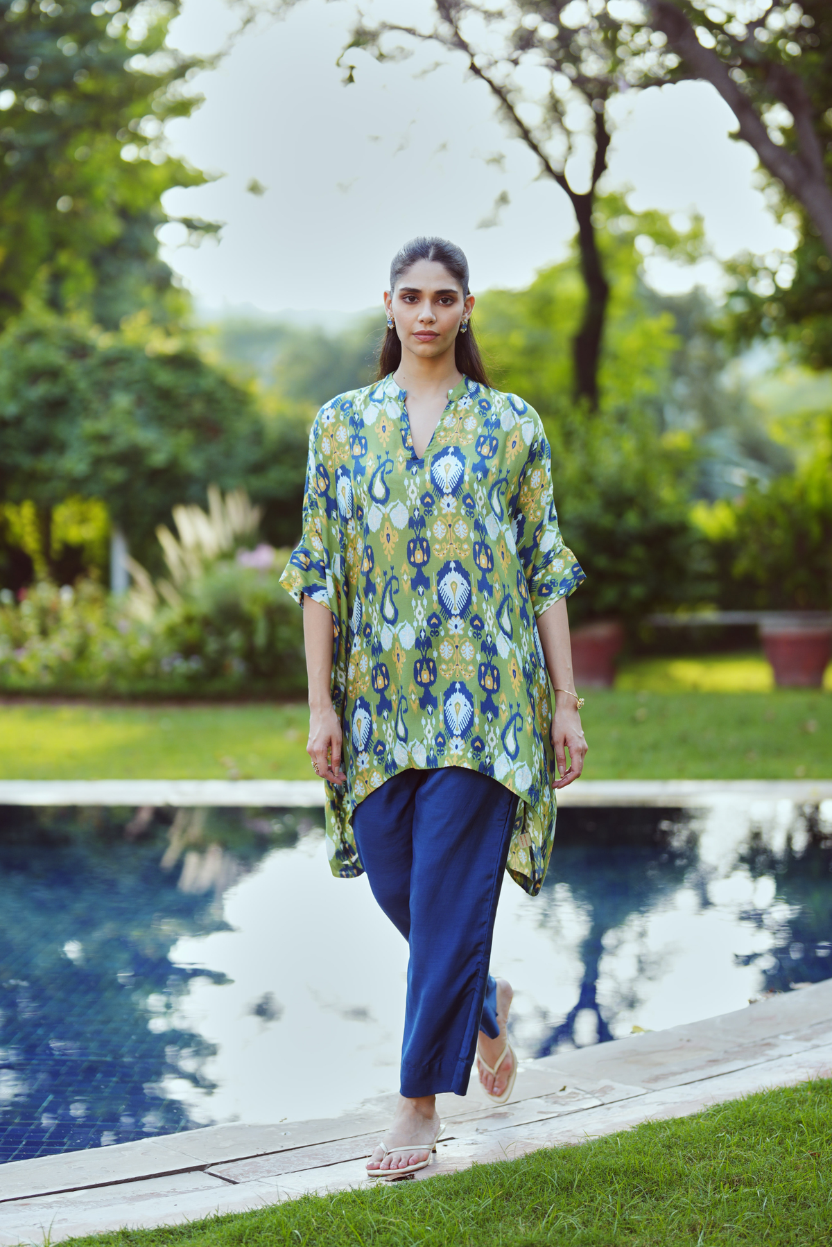 Saba Viscose Kaftan-Green