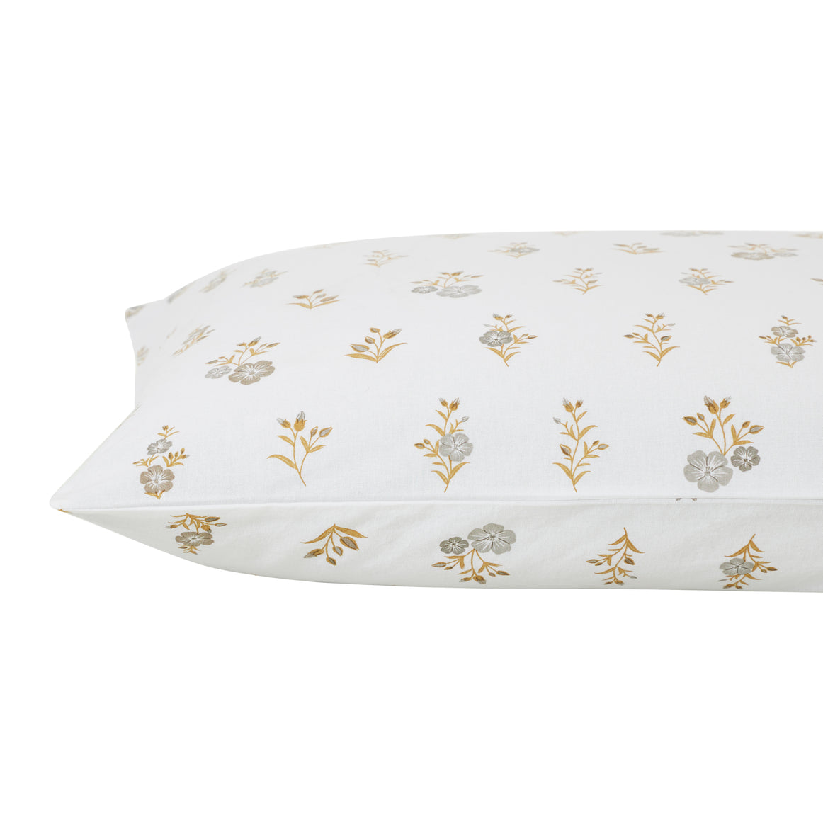 Flax Linen Cotton Pillow Cover – Yellow/Grey