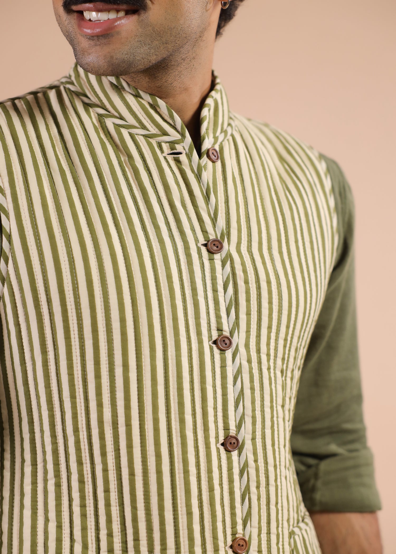 Printed Voile Reversible Jacket – Green