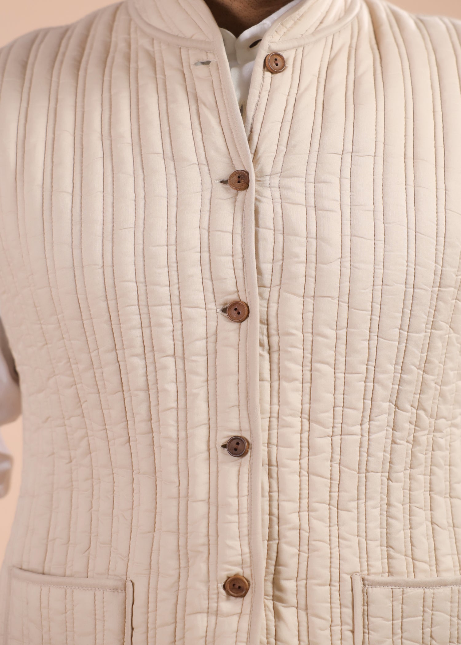 Printed Voile Reversible Jacket – Beige