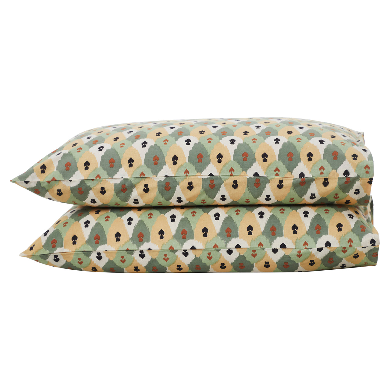 Ikat Cotton Pillow Cover – Brown/Green