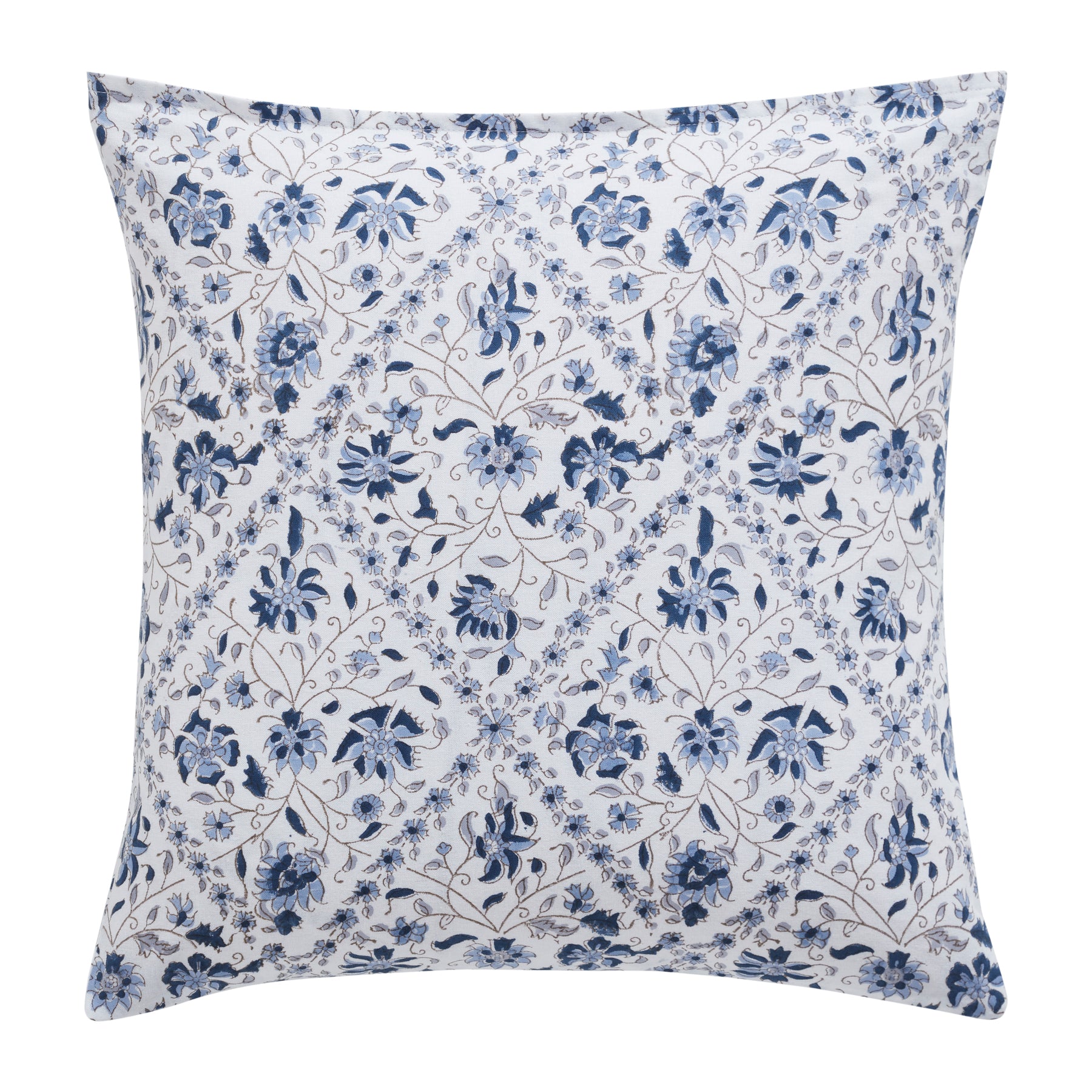 Lattice Garden Cotton Cushion Cover – Blue