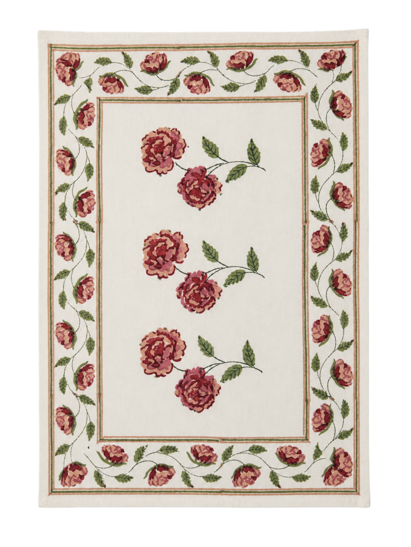 Peonia Red-Beige Floral Table Mat Set of 6