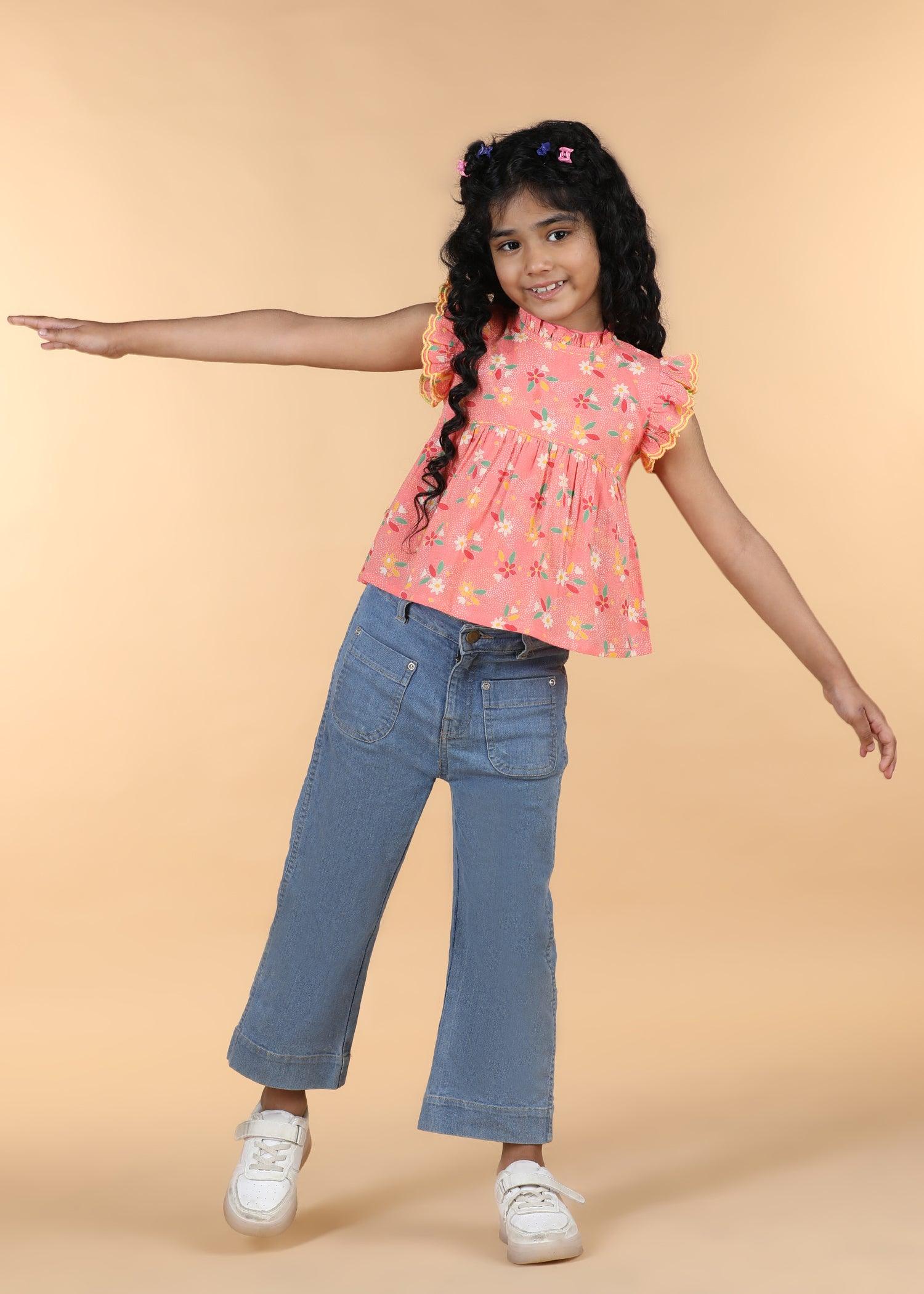 Peach Cotton Takshita Top Girls (6 Months -12 Yrs) Ratan Texprocess Pvt. Ltd